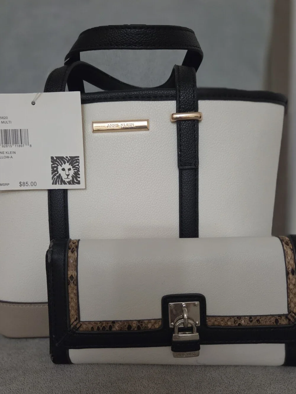 White Annw Klein Handbag and Nine West Wallet. $50 both/$40 handbag only